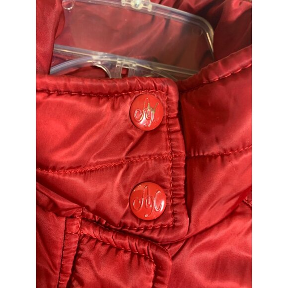 RARE Armani Exchange Quilted Coat Jacket w Patches Red Winter Womens Size Medium - Picture 5 of 9